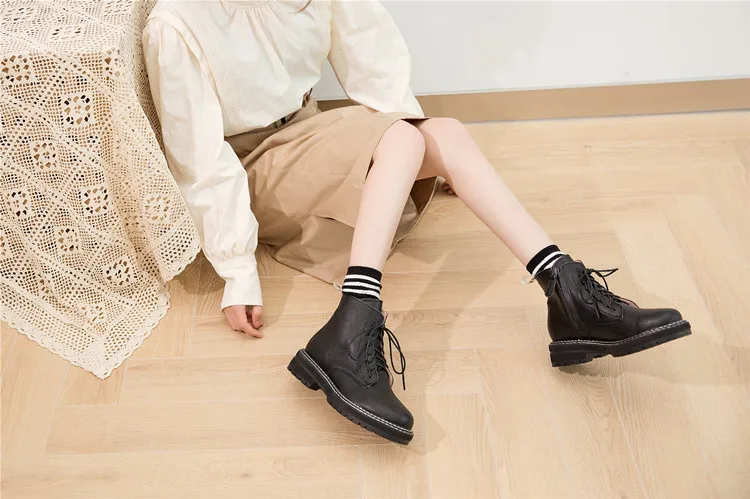 DIMANYU Women Ankle Boots 2026 New Genuine Leather Winter Thick With Fur Ladies Short Boots Motorcycle Ankle Boots Women
