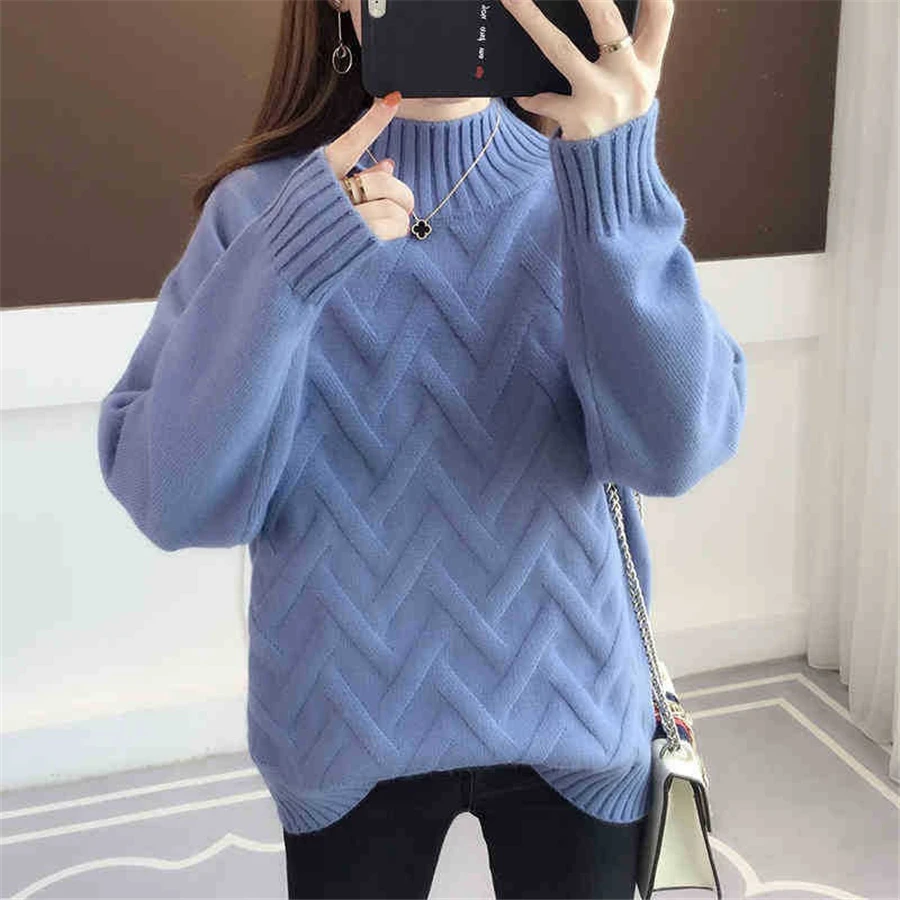 Winter Thicken Plus Velvet Sweaters For Women Casual Warm Knit Pullovers Korean Fleece Lined Knitwear Ribbed Bottomed Tops New