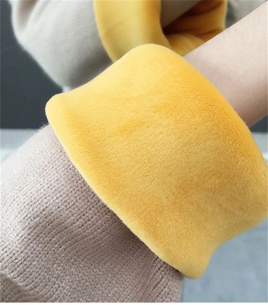 Winter Thicken Plus Velvet Sweaters For Women Casual Warm Knit Pullovers Korean Fleece Lined Knitwear Ribbed Bottomed Tops New