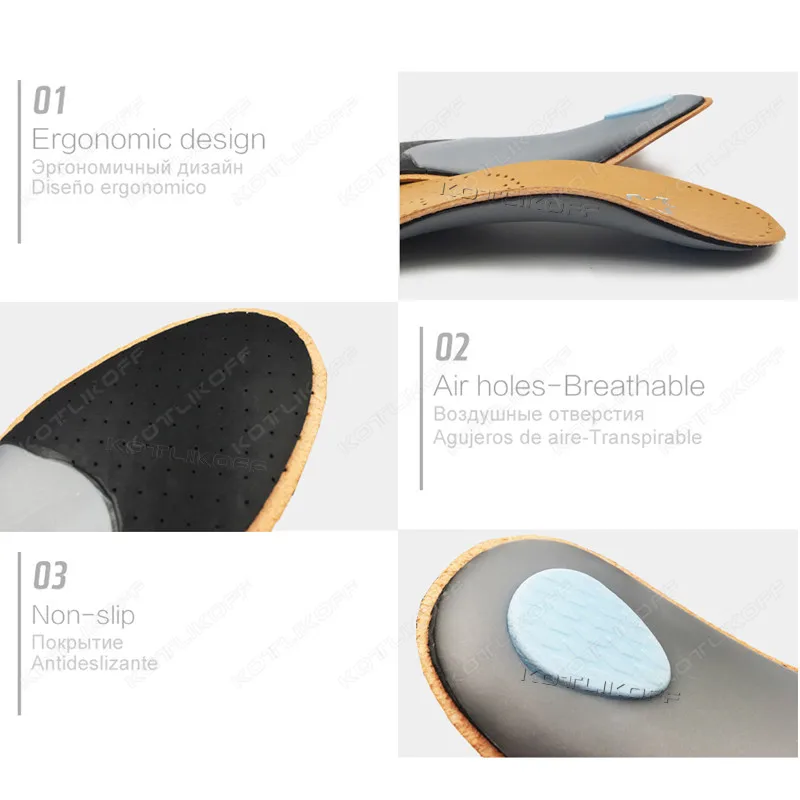 Leather Orthotic Insole For Shoes Flat Feet Arch Support Orthopedic Insoles For Feet Men Women O/X Leg Corrected Health Care
