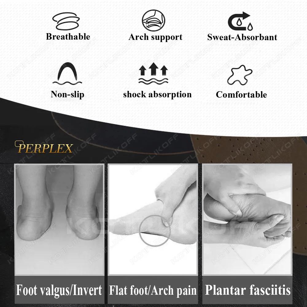 Leather Orthotic Insole For Shoes Flat Feet Arch Support Orthopedic Insoles For Feet Men Women O/X Leg Corrected Health Care