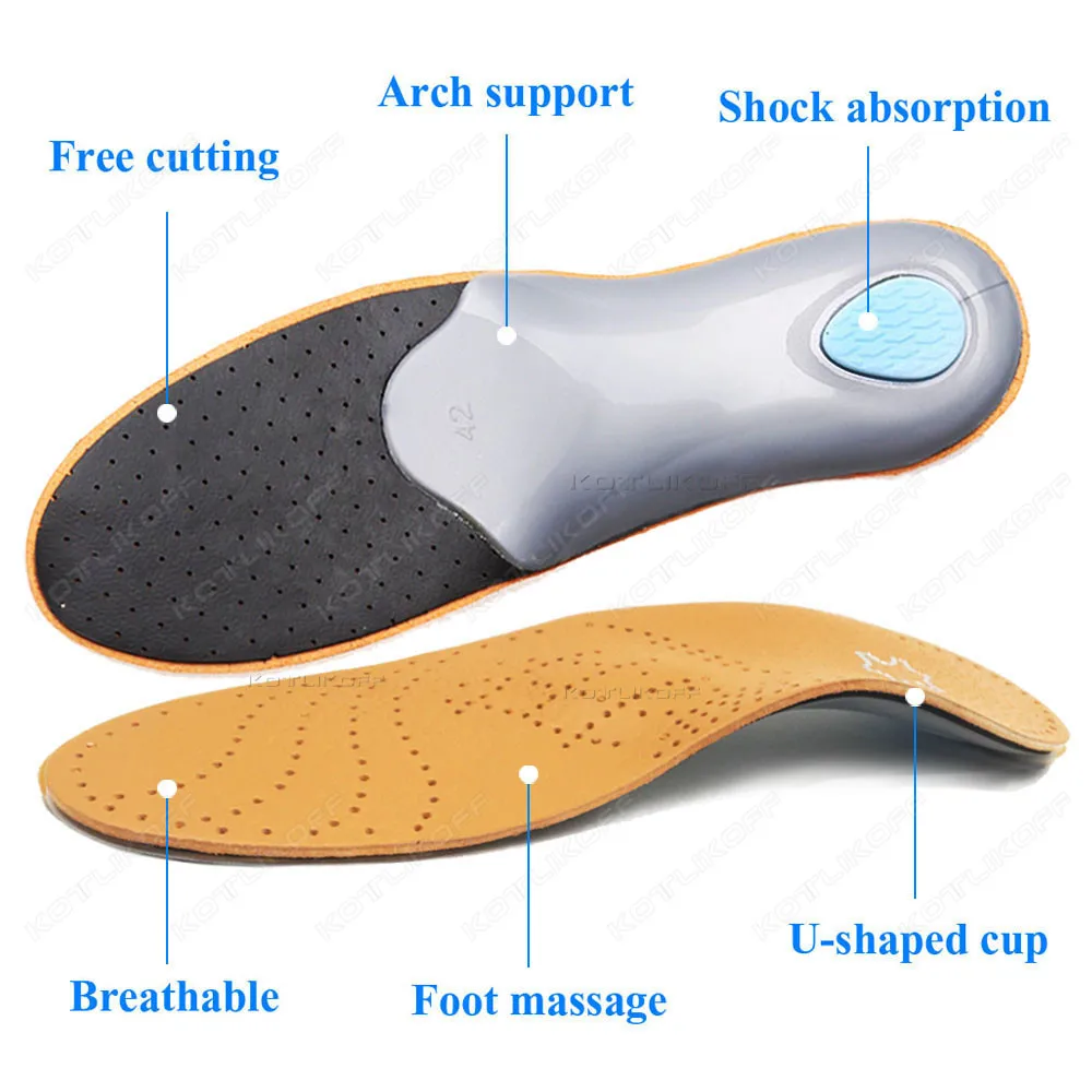 Leather Orthotic Insole For Shoes Flat Feet Arch Support Orthopedic Insoles For Feet Men Women O/X Leg Corrected Health Care