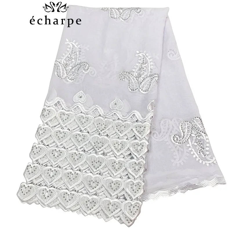 Luxury Scarf High Quality 100% Cotton Dubai African Women Islamic Scarf LOVE Pattern Embroidery Chemical Lace Scarf 2 Color