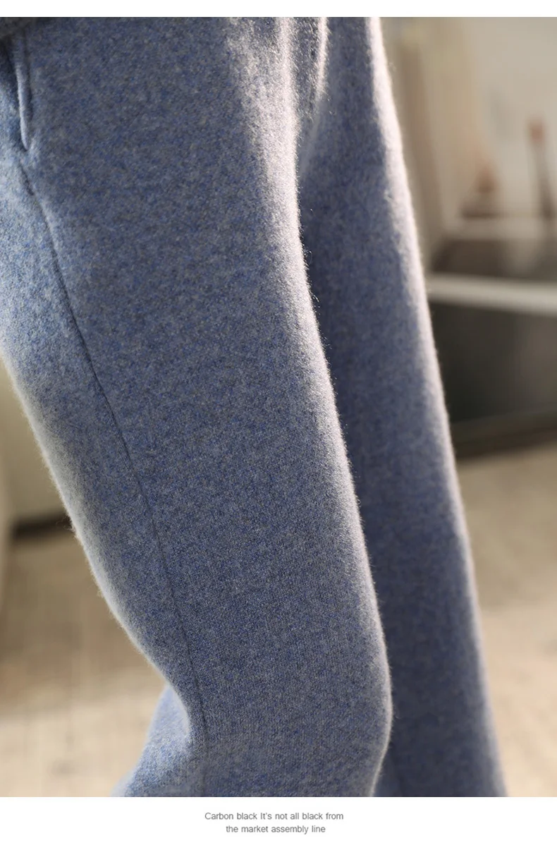 2022 Autumn/Winter New Women's High-Waisted Feet Pants 100% Pure Wool Casual Knitted Carrot Pants Trousers Tight Pants