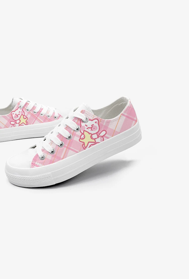 Amy and Michael Original Designers Sneakers Lovely Cute Girls Students Anime Hand Painted Canvas Shoes Casual Flat Trainers
