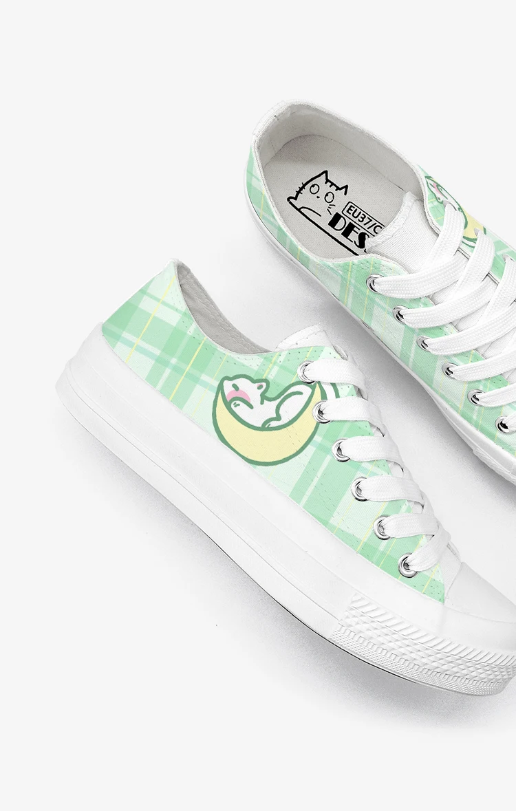 Amy and Michael Original Designers Sneakers Lovely Cute Girls Students Anime Hand Painted Canvas Shoes Casual Flat Trainers