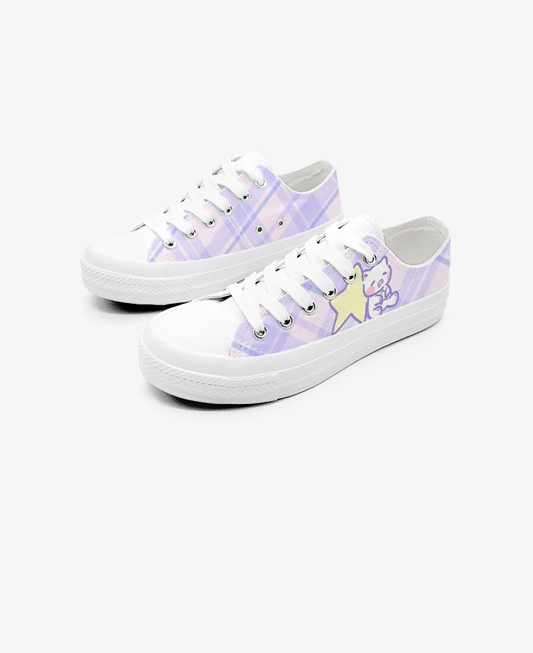 Amy and Michael Original Designers Sneakers Lovely Cute Girls Students Anime Hand Painted Canvas Shoes Casual Flat Trainers