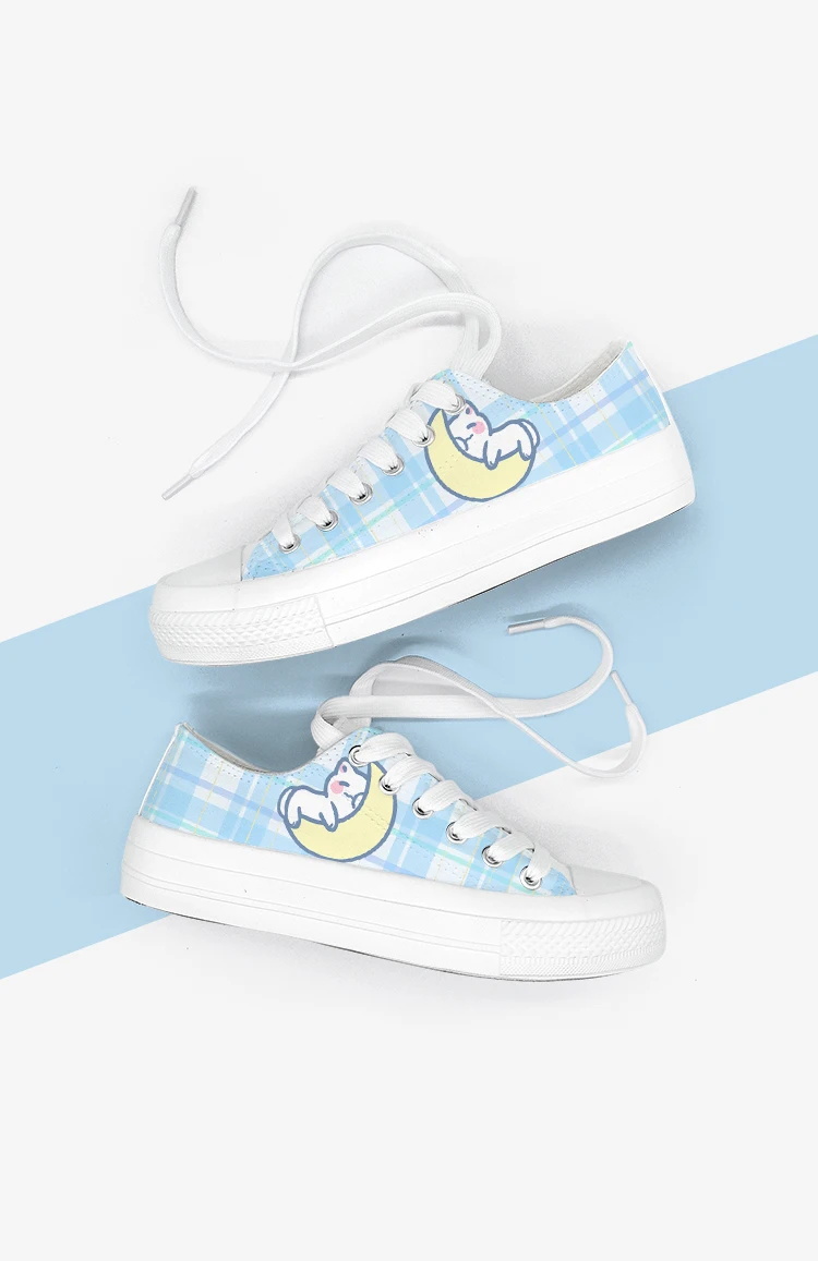 Amy and Michael Original Designers Sneakers Lovely Cute Girls Students Anime Hand Painted Canvas Shoes Casual Flat Trainers