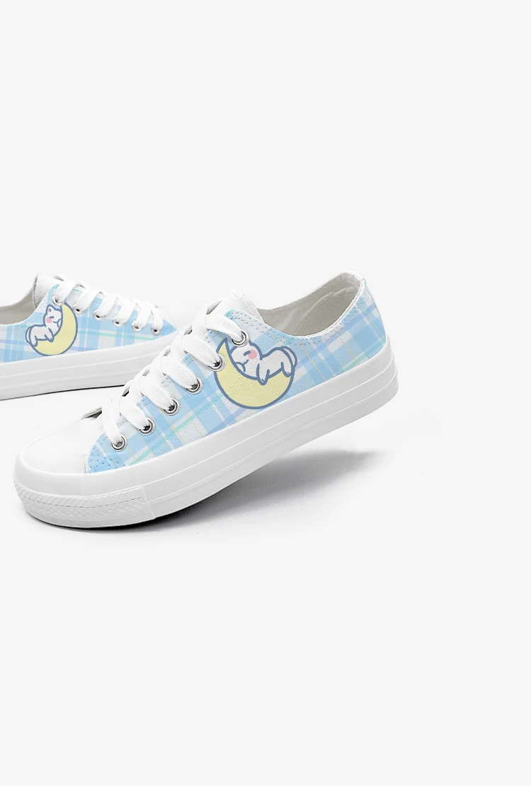 Amy and Michael Original Designers Sneakers Lovely Cute Girls Students Anime Hand Painted Canvas Shoes Casual Flat Trainers