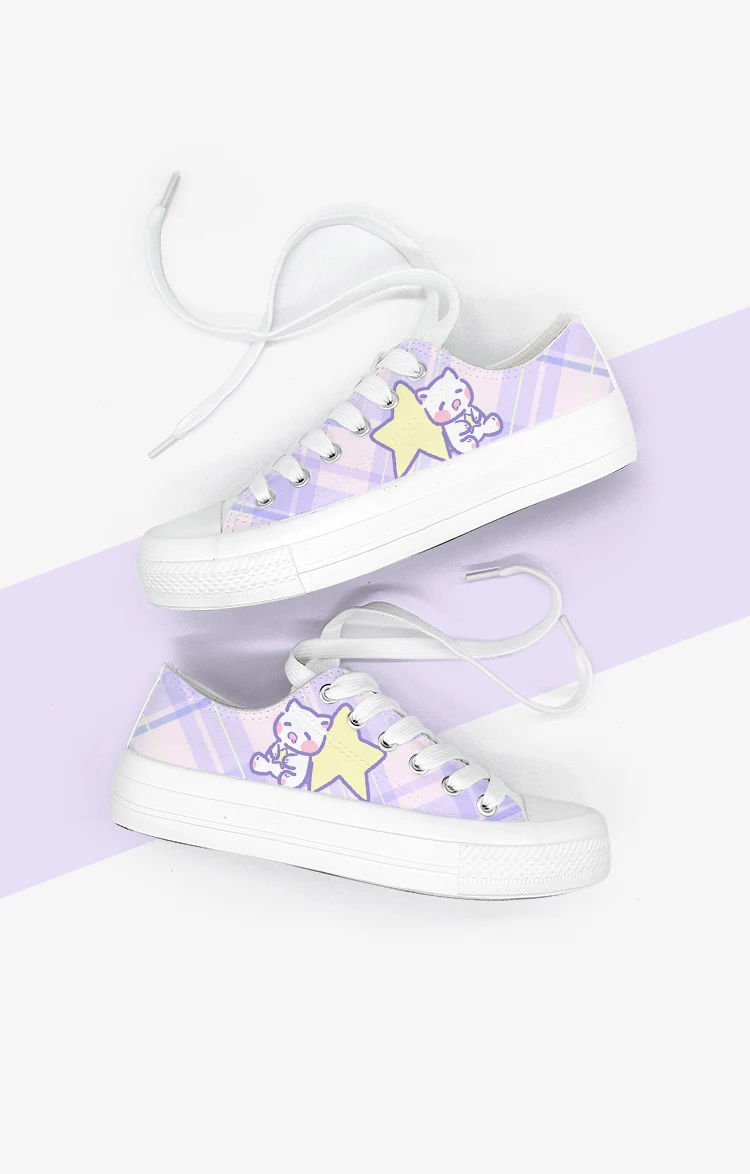 Amy and Michael Original Designers Sneakers Lovely Cute Girls Students Anime Hand Painted Canvas Shoes Casual Flat Trainers