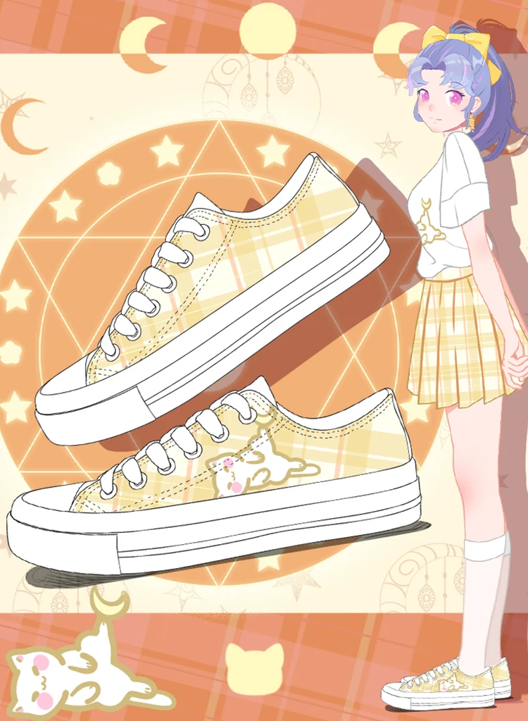 Amy and Michael Original Designers Sneakers Lovely Cute Girls Students Anime Hand Painted Canvas Shoes Casual Flat Trainers