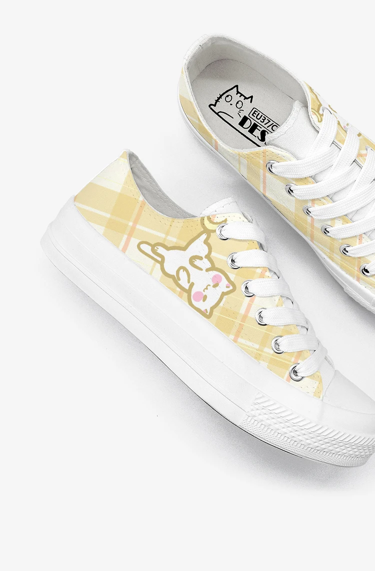 Amy and Michael Original Designers Sneakers Lovely Cute Girls Students Anime Hand Painted Canvas Shoes Casual Flat Trainers