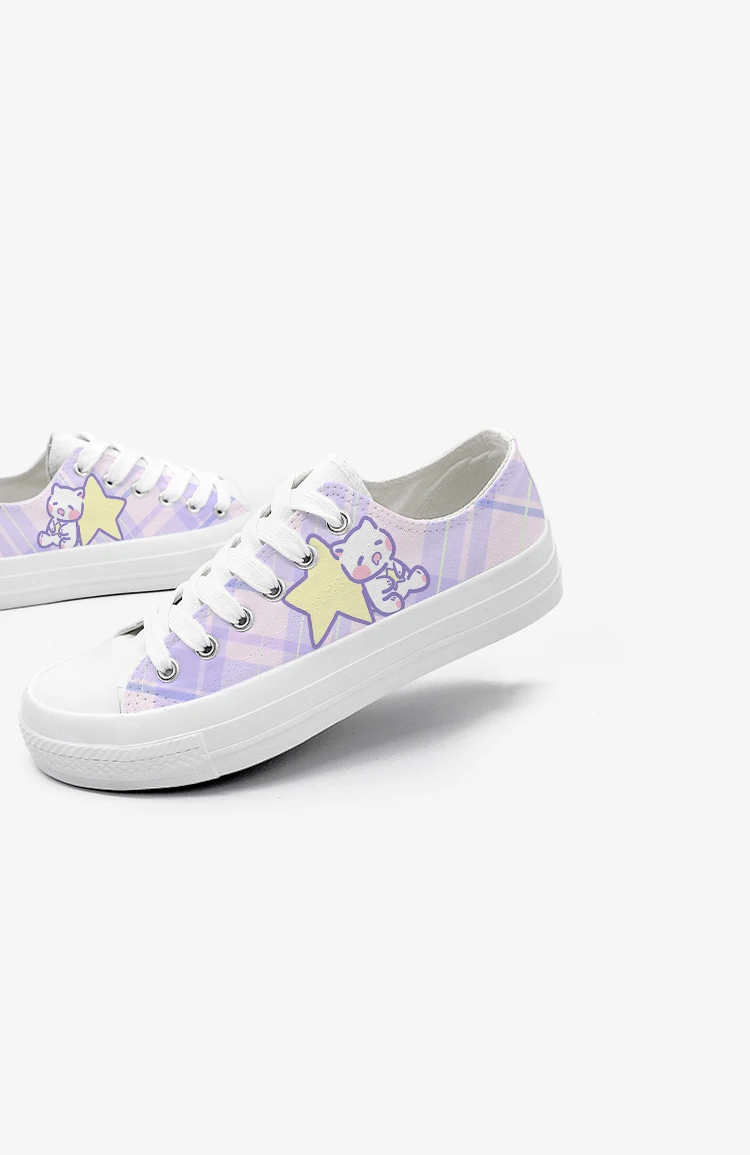 Amy and Michael Original Designers Sneakers Lovely Cute Girls Students Anime Hand Painted Canvas Shoes Casual Flat Trainers