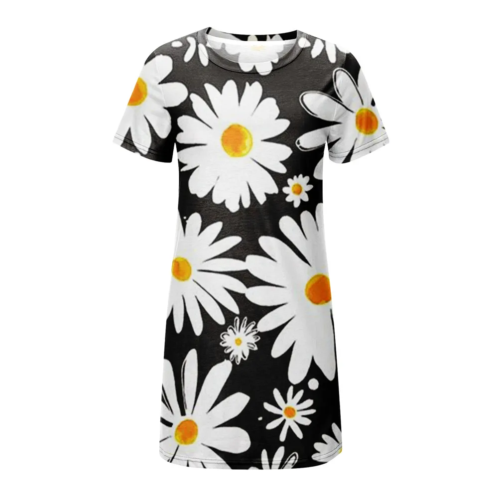 Floral Print Short Dresses For Women Elegant Mini Dress Woman Short Sleeve Vintage Dress Summer 2022 New Fashion Casual Clothing