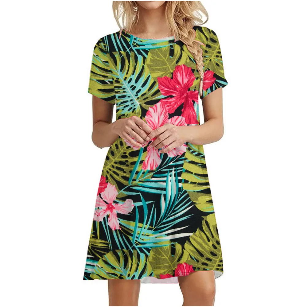 Floral Print Short Dresses For Women Elegant Mini Dress Woman Short Sleeve Vintage Dress Summer 2022 New Fashion Casual Clothing