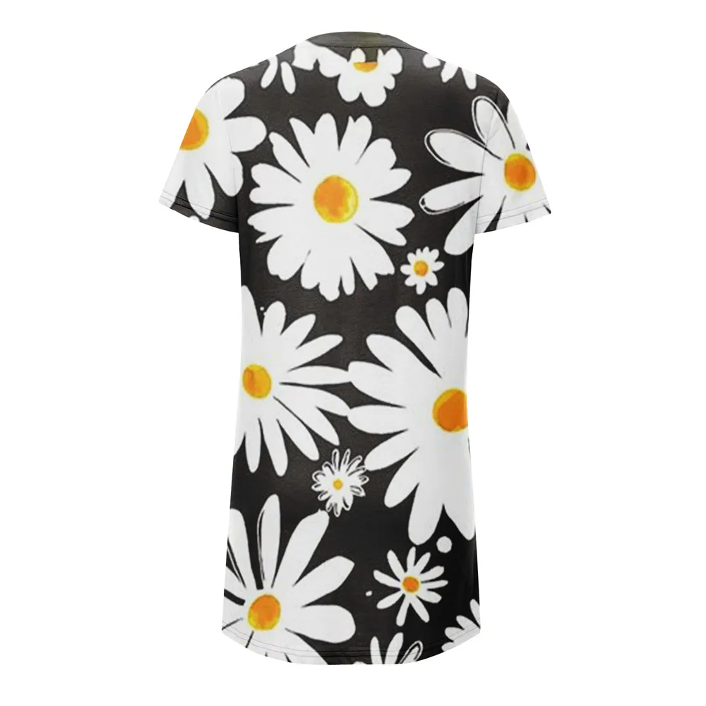 Floral Print Short Dresses For Women Elegant Mini Dress Woman Short Sleeve Vintage Dress Summer 2022 New Fashion Casual Clothing