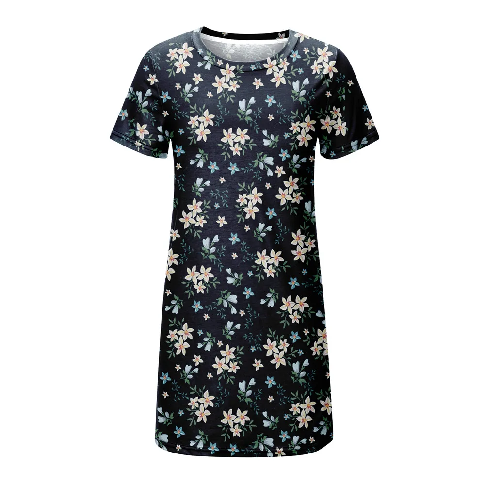 Floral Print Short Dresses For Women Elegant Mini Dress Woman Short Sleeve Vintage Dress Summer 2022 New Fashion Casual Clothing