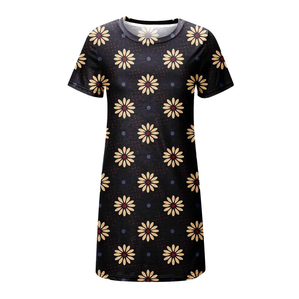 Floral Print Short Dresses For Women Elegant Mini Dress Woman Short Sleeve Vintage Dress Summer 2022 New Fashion Casual Clothing
