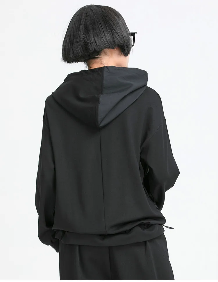 Amax luluE European Style Ladies Summer Black Sweatshirts Womens Leisure Punk Fashion Hoodies Hooded Vintage Oversized Clothes