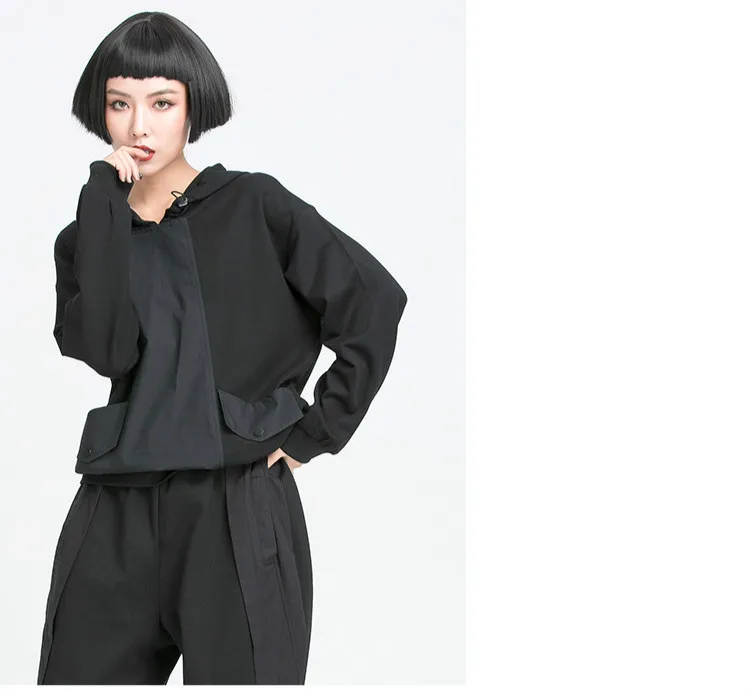 Amax luluE European Style Ladies Summer Black Sweatshirts Womens Leisure Punk Fashion Hoodies Hooded Vintage Oversized Clothes