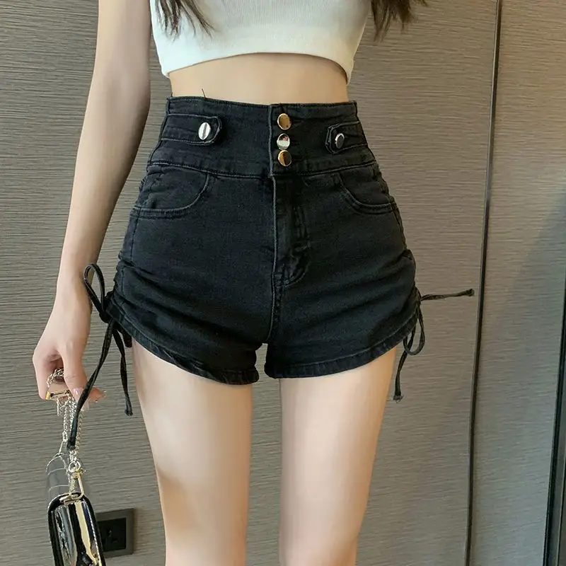 Hot Aesthetic Trendy Sexy Casual Short Pants Women's Korean Summer Wide Leg Fashion Clothing High Waist Jean Denim Shorts Female