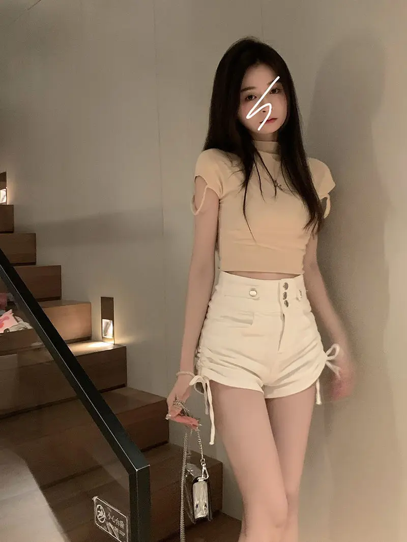 Hot Aesthetic Trendy Sexy Casual Short Pants Women's Korean Summer Wide Leg Fashion Clothing High Waist Jean Denim Shorts Female