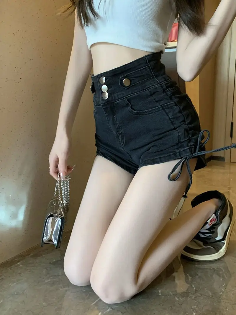 Hot Aesthetic Trendy Sexy Casual Short Pants Women's Korean Summer Wide Leg Fashion Clothing High Waist Jean Denim Shorts Female