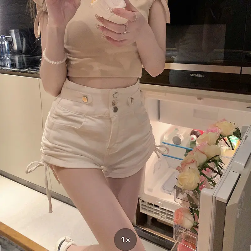 Hot Aesthetic Trendy Sexy Casual Short Pants Women's Korean Summer Wide Leg Fashion Clothing High Waist Jean Denim Shorts Female