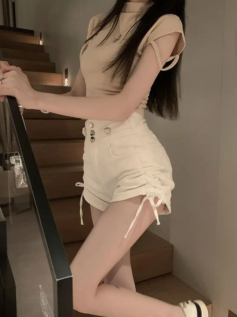 Hot Aesthetic Trendy Sexy Casual Short Pants Women's Korean Summer Wide Leg Fashion Clothing High Waist Jean Denim Shorts Female
