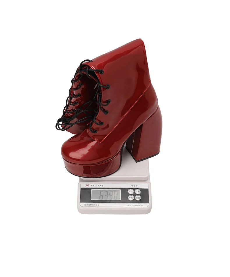 Winter Bright Patent Leather Colorful Patent Leather Boots Plus Size Super Thick Heel Platform Cross Lacing Women's Knee Boots