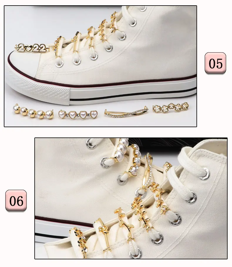 Shoelaces Decoration Shoelace Buckle Pearl Shoes Charm Accessories Elegant Vintage Luxury Shiny Rhinestones Women Sneakers 1pc