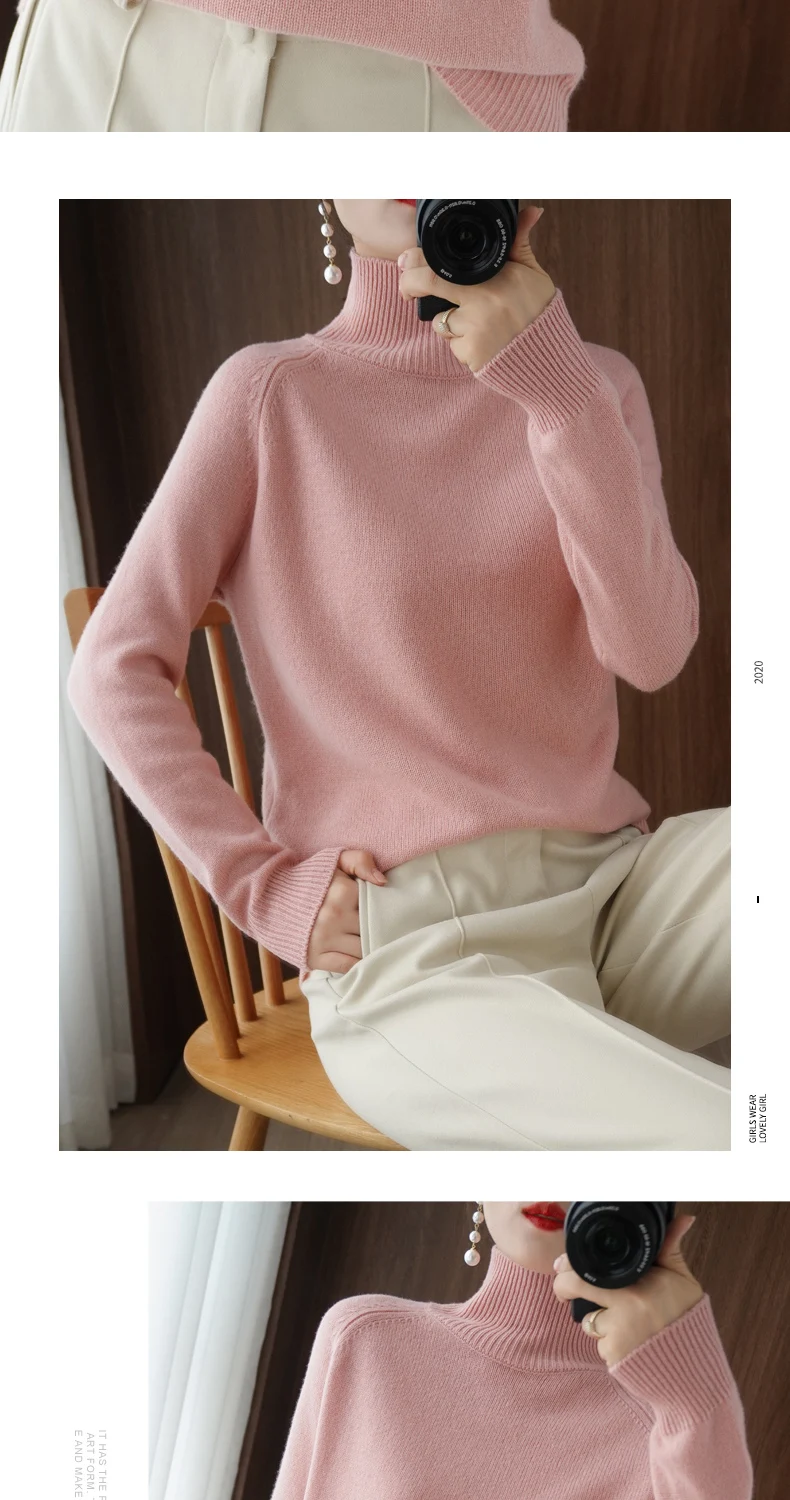 DY Turtleneck Cashmere sweater women winter cashmere jumpers knit female long sleeve thick loose pullover