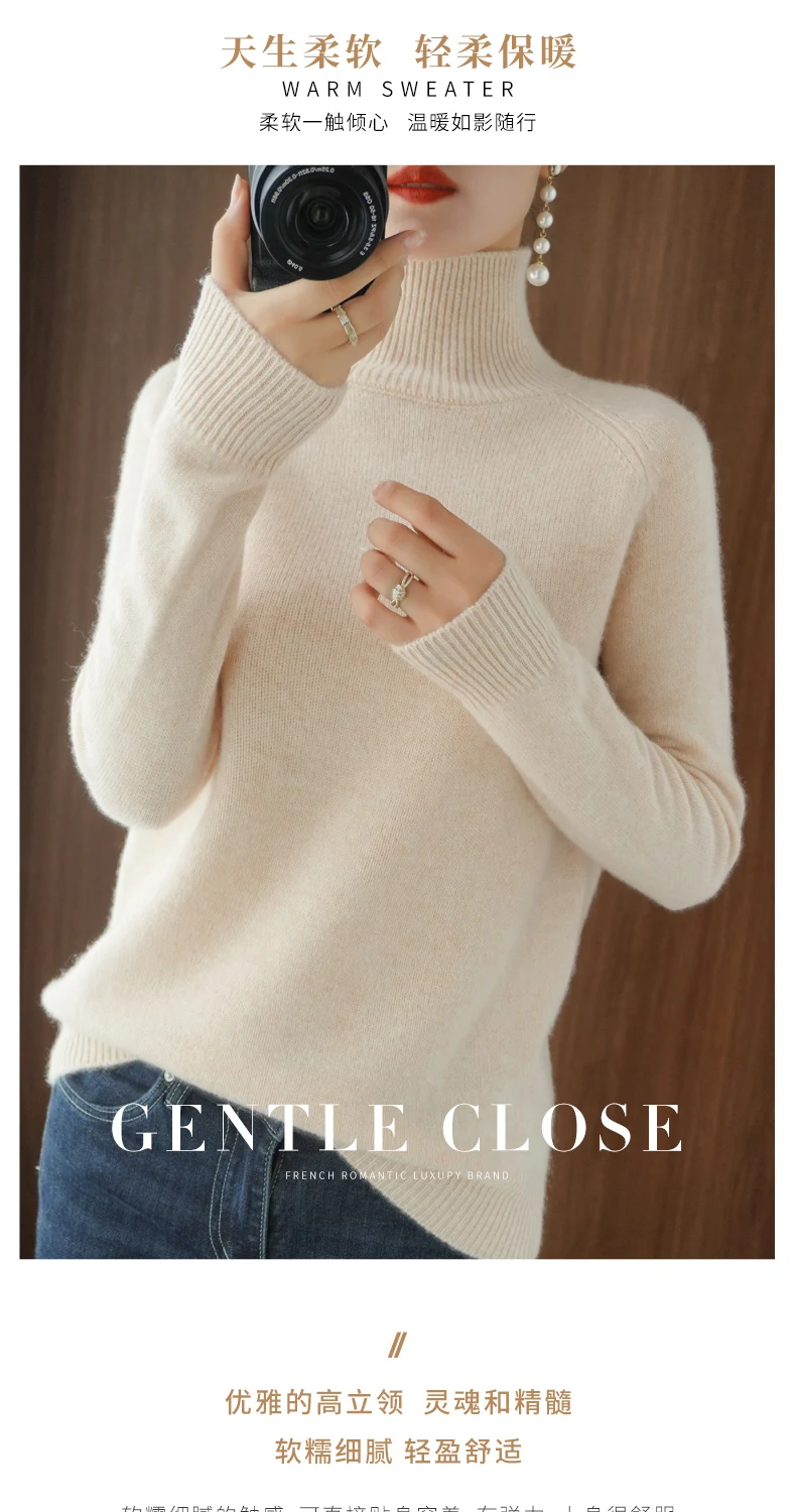 DY Turtleneck Cashmere sweater women winter cashmere jumpers knit female long sleeve thick loose pullover