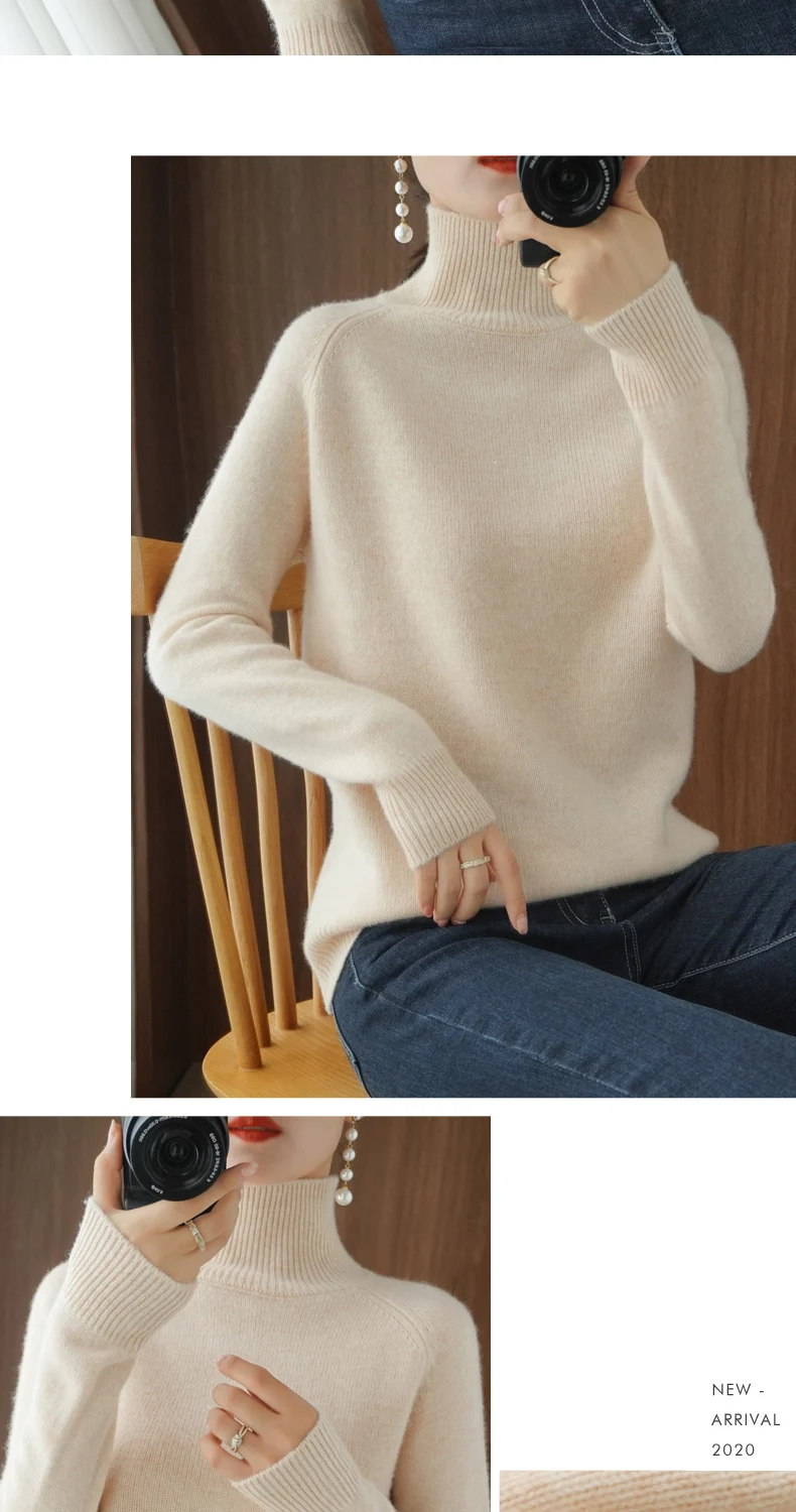 DY Turtleneck Cashmere sweater women winter cashmere jumpers knit female long sleeve thick loose pullover
