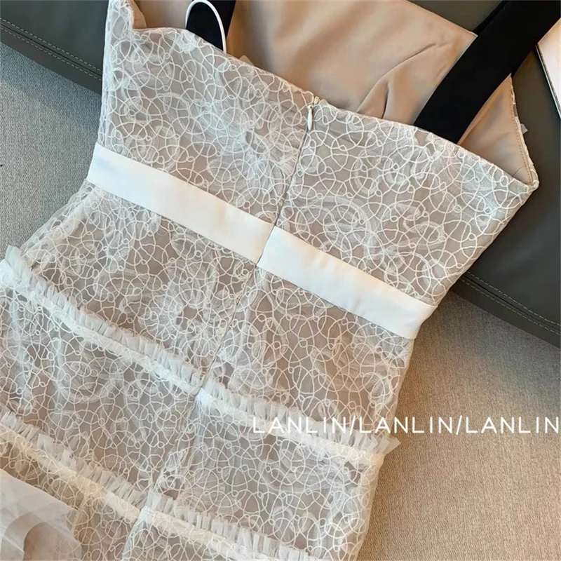 French Vintage Dresses Women Fashion Sexy Lace Sleeveless Elegant Mini Frocks 2023 Summer Slim Party A-line Vestidos Y2k Mujer