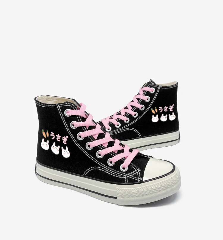 Amy and Michael Lovely Young Students Canvas Shoes Cartoon Anime Girls Vulcanized Shoes Women Casual Lace Up Sneakers