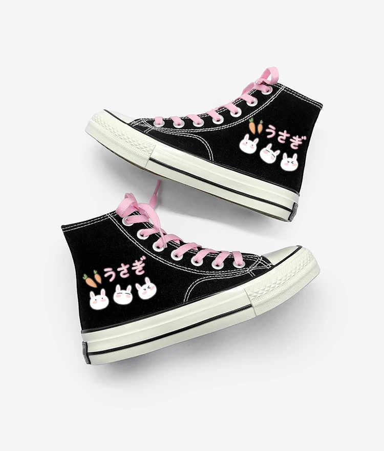 Amy and Michael Lovely Young Students Canvas Shoes Cartoon Anime Girls Vulcanized Shoes Women Casual Lace Up Sneakers