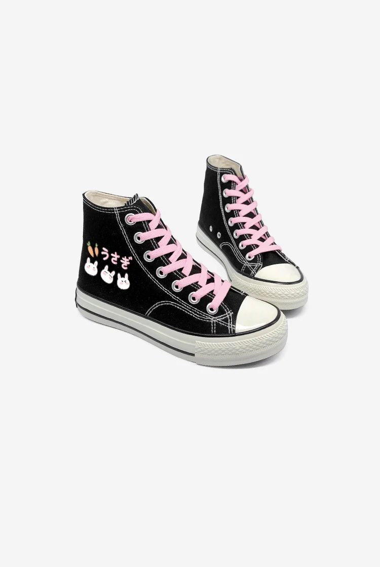 Amy and Michael Lovely Young Students Canvas Shoes Cartoon Anime Girls Vulcanized Shoes Women Casual Lace Up Sneakers