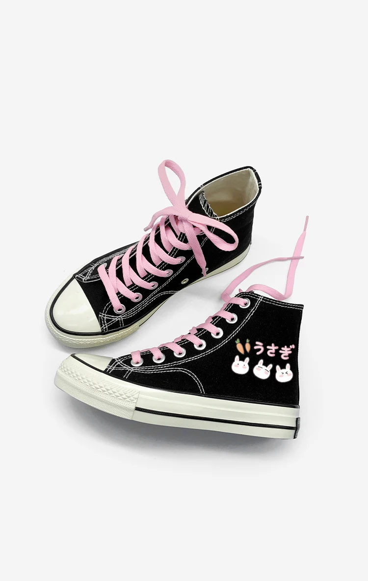 Amy and Michael Lovely Young Students Canvas Shoes Cartoon Anime Girls Vulcanized Shoes Women Casual Lace Up Sneakers