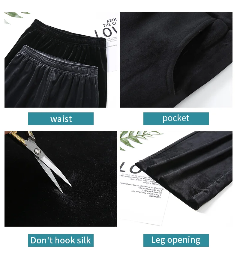 Women's Pants Straight Female Trousers Wide Leg Korean Style Fashion Streetwear Vintage Velvet Casual Loose Pants Suits Office
