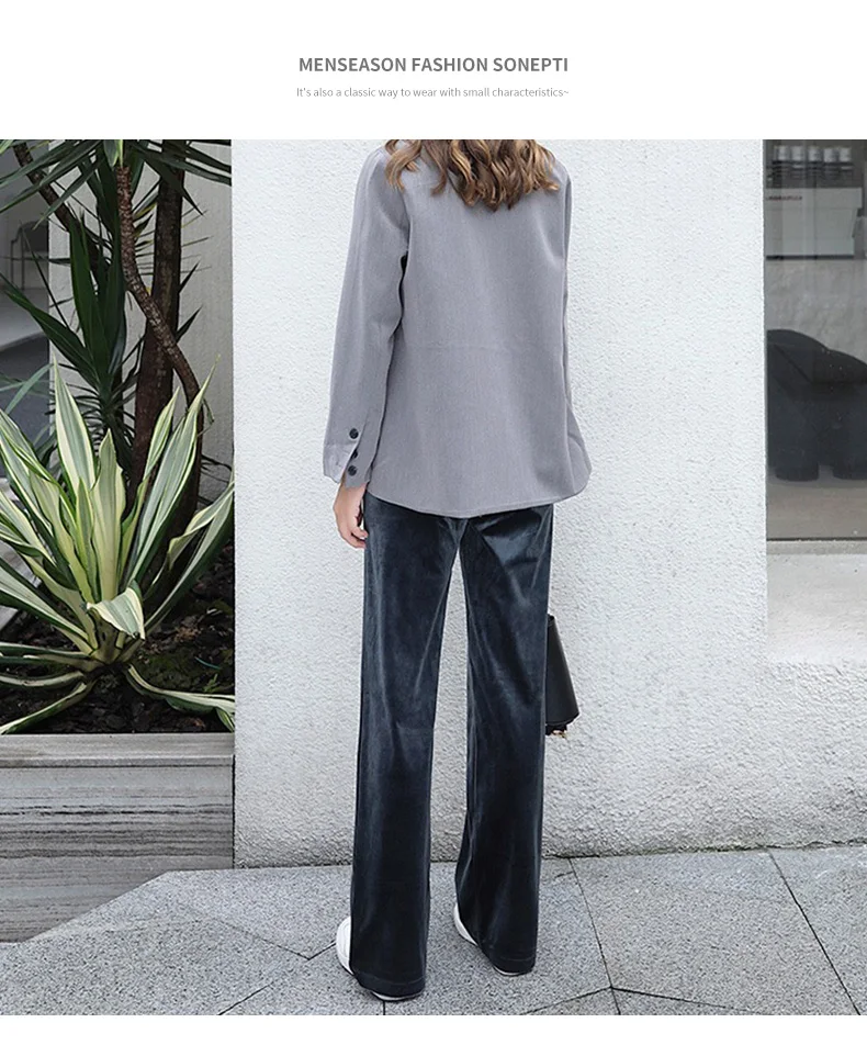 Women's Pants Straight Female Trousers Wide Leg Korean Style Fashion Streetwear Vintage Velvet Casual Loose Pants Suits Office