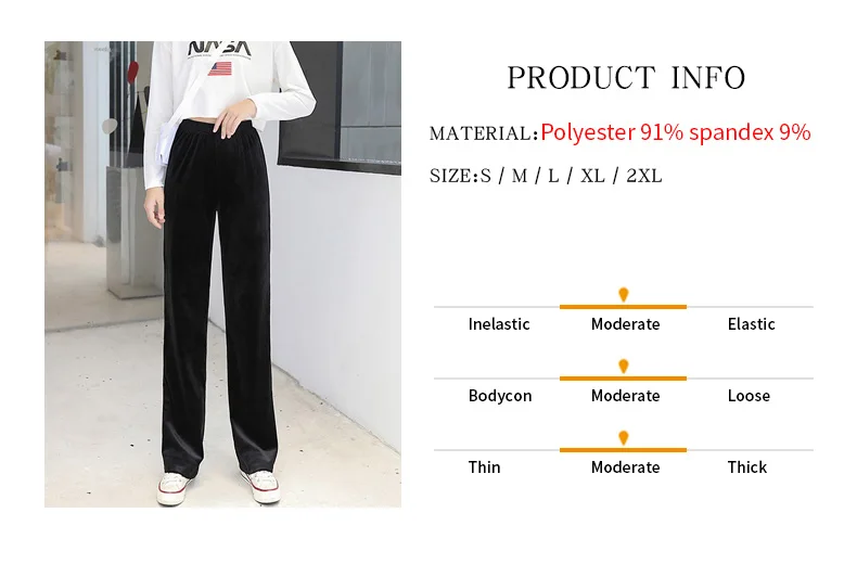 Women's Pants Straight Female Trousers Wide Leg Korean Style Fashion Streetwear Vintage Velvet Casual Loose Pants Suits Office