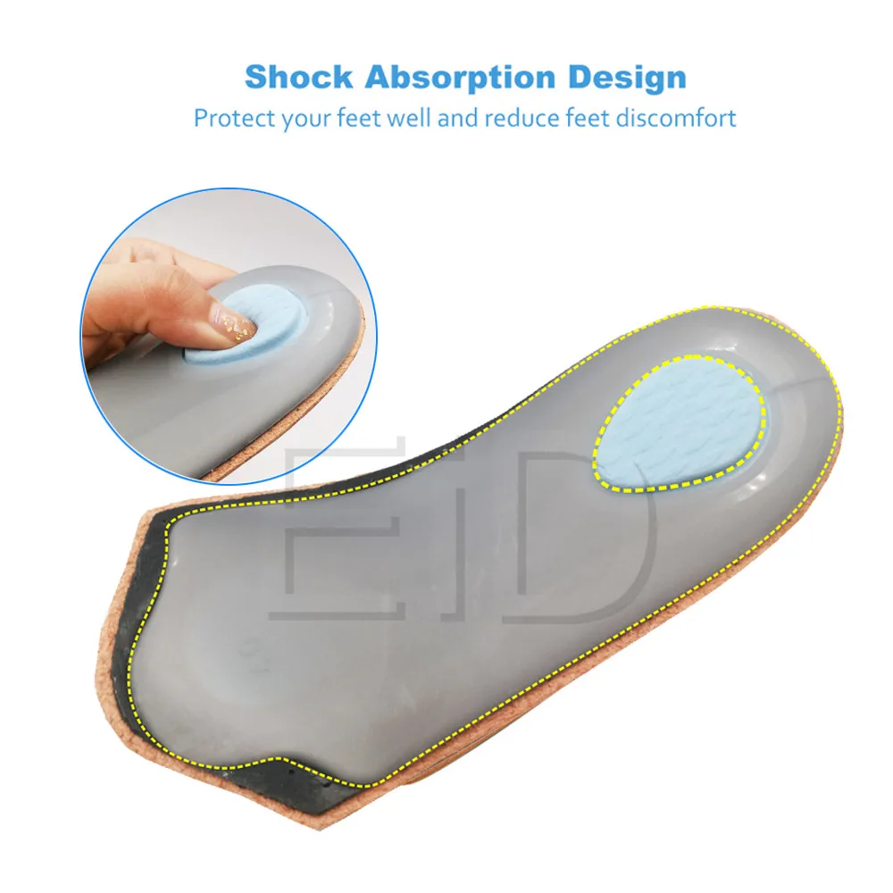 Leather Orthopedic Insoles Orthotics Flat Foot Health Sole Pad Heel Cushions Shoes Insert Arch Support Pad For Plantar fasciitis