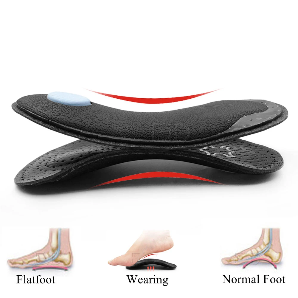 Leather Orthopedic Insoles Orthotics Flat Foot Health Sole Pad Heel Cushions Shoes Insert Arch Support Pad For Plantar fasciitis