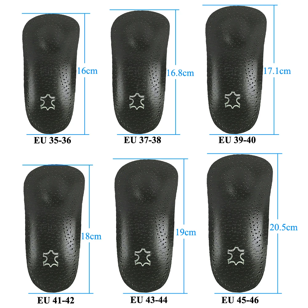 Leather Orthopedic Insoles Orthotics Flat Foot Health Sole Pad Heel Cushions Shoes Insert Arch Support Pad For Plantar fasciitis