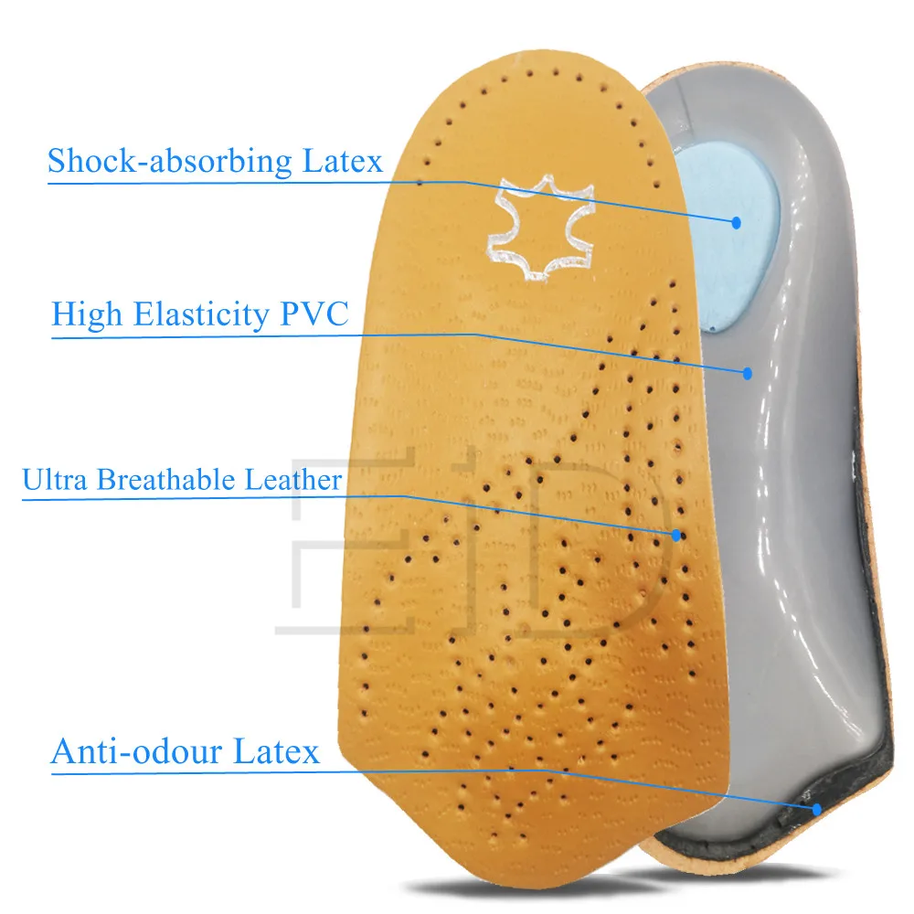Leather Orthopedic Insoles Orthotics Flat Foot Health Sole Pad Heel Cushions Shoes Insert Arch Support Pad For Plantar fasciitis