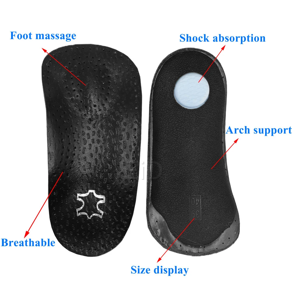 Leather Orthopedic Insoles Orthotics Flat Foot Health Sole Pad Heel Cushions Shoes Insert Arch Support Pad For Plantar fasciitis