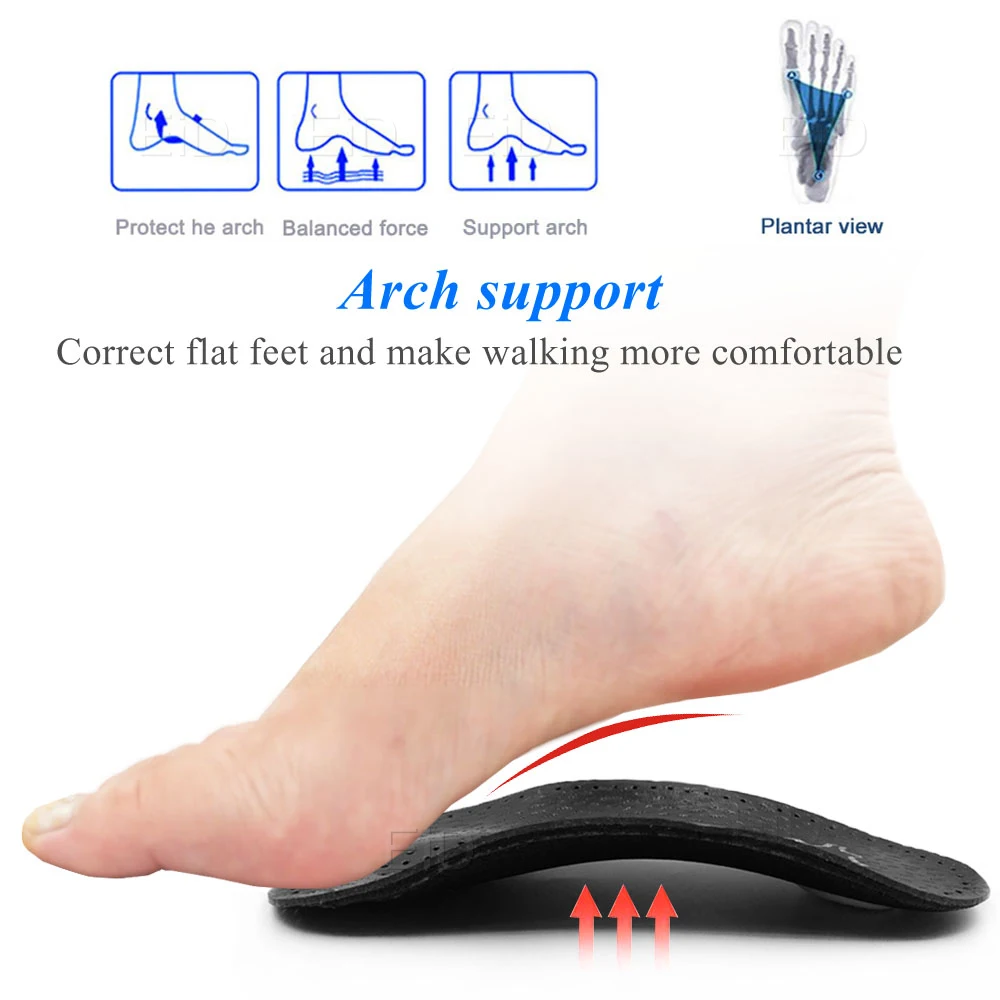 Leather Orthopedic Insoles Orthotics Flat Foot Health Sole Pad Heel Cushions Shoes Insert Arch Support Pad For Plantar fasciitis