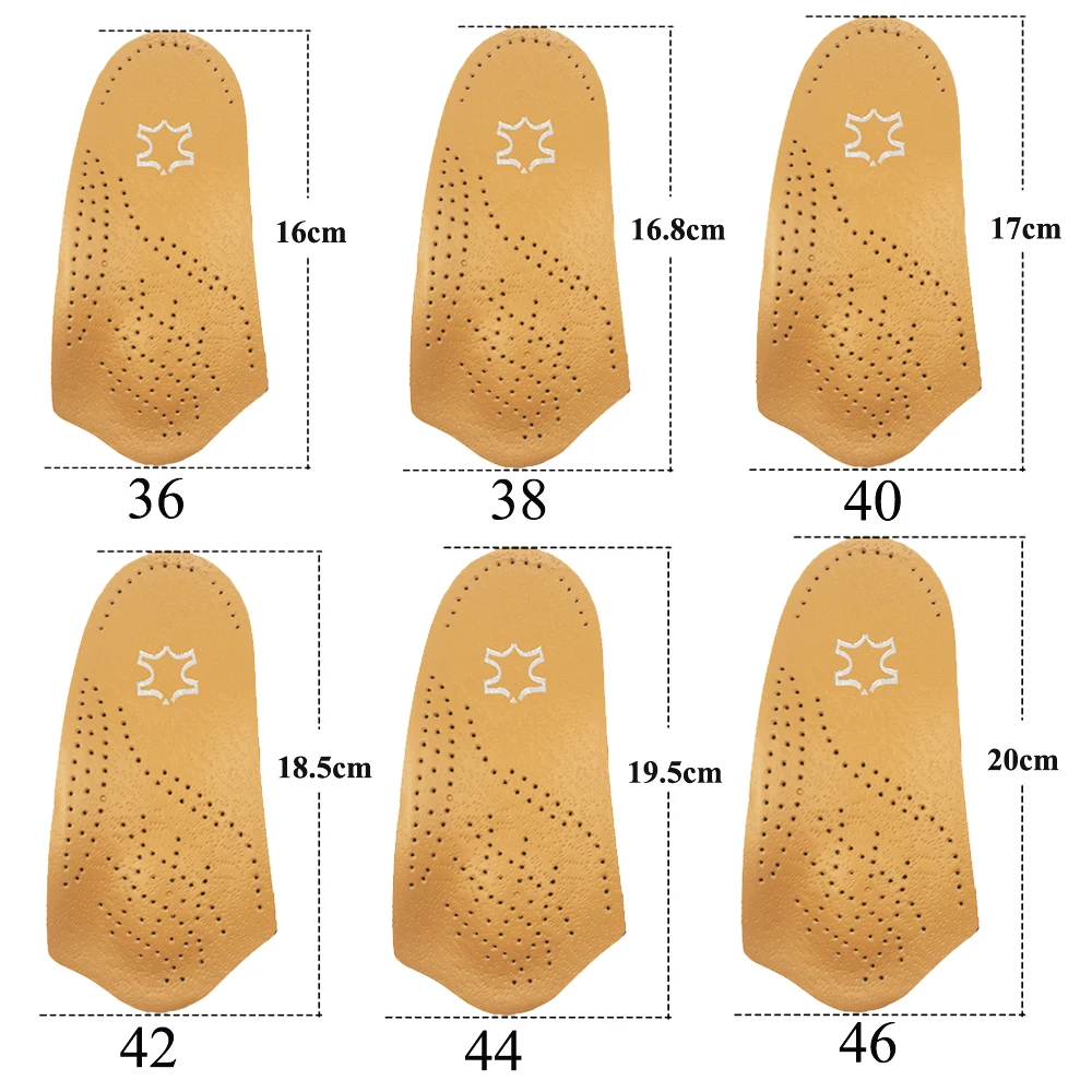 Leather Orthopedic Insoles Orthotics Flat Foot Health Sole Pad Heel Cushions Shoes Insert Arch Support Pad For Plantar fasciitis
