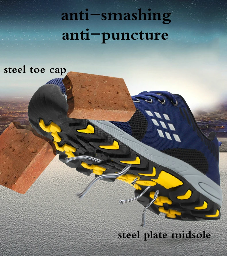 women's fashion breathable safety shoes worker steel toe caps shoe summer security work boots zapatos seguridad indestructible